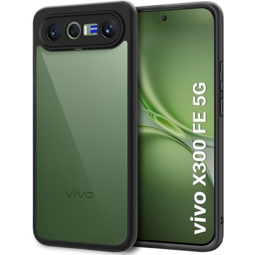 Image of TheGiftKart Hybrid Shockproof Back Cover Case for Vivo X300 FE 5G | Camera Protection Module | Hard Back Cover Case for Vivo X300 FE 5G (PC & TPU, Transparent Clear Back, Black Sides)