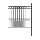 ALEKO FENCEPARDIY5X5.5 Paris Style DIY Galvanized Steel Fence Ornamental Security 5.5 x 5 Feet Black