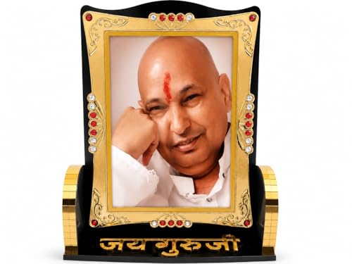 Image of Guru Ji CAR SWAROOP Dashboard Shukrana Guru Ji Home Decor,Office Table (Guruji Face) Desktop and Workplace (Off Black)