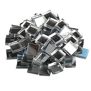 100 Pieces Assorted Colors Mosaic Tiles Crystal Mosaic for Home Decoration Crafts Supply DIY Art Projects, Square 1x1 cm, Gray