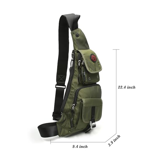Image of NICGID Sling Bag Chest Shoulder Backpack Crossbody Bags Casual Daypack for Men Women, Army Green-2, Small, Travel
