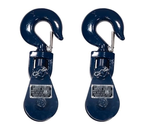 Mytee Products 2 Pack Snatch Block with Hook WLL 3 Ton 3" Sheave 3/8 Inch Wire Rope Wrecker Roll Back Recovery