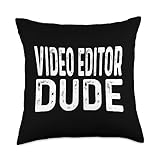 Film Video Editor Gifts for Men Women Work by RJ Video Editor Dude Distressed Throw Pillow, 18x18, Multicolor