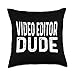 Film Video Editor Gifts for Men Women Work by RJ Video Editor Dude Distressed Throw Pillow, 18x18, Multicolor