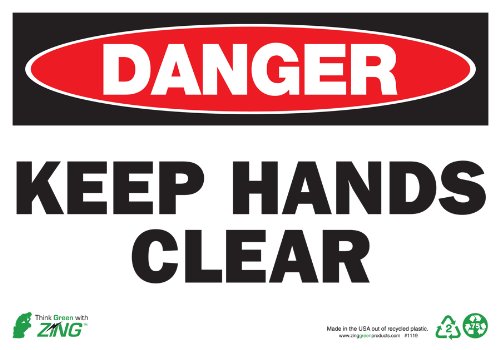 Panneau Danger Keep Hands Clear Zing 1119 contre les risques de pincement