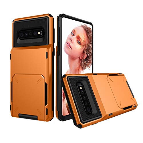 ZHANGJIALI Jiali Cell Phone Cases Cell Phone Cases & Covers Shockproof TPU + PC Protective Case for Galaxy S10, with Card Slot (Black) (Color : Orange)