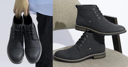 Image of Jousen Mens Boots Retro Casual Boots for Men Cap Toe Boots for Men