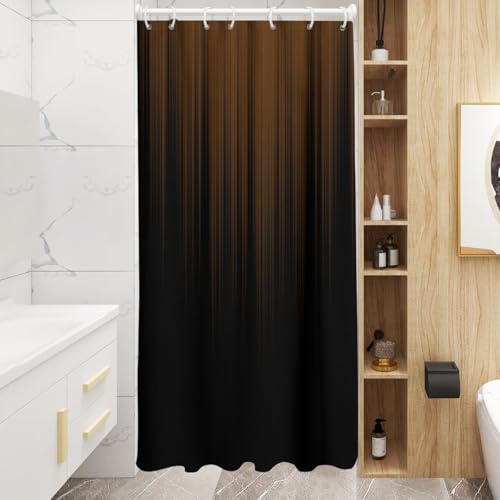 Image of AAtter Brown and Black Shower Curtain Ombre Abstract Dark Mens Tan Stall Small Single Walk in Half Size Dorm Standing Narrow Stand Up RV Home Bathroom Decor Bathtub Set with 7 Hooks, 36x72, Trendy