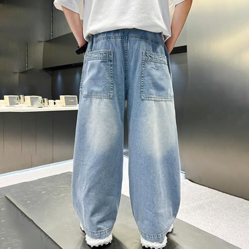 Baggy Wide Leg Jeans for Teen Boys 2025 Elastic Waisted Casual Y2k Fashion Denim Pants Fall Loose Trousers with Pockets3