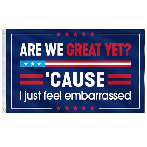 No Kings Protest Flag 3x5 FT - Are We Great Yet? Anti MAGA Embarrassed Flag Outdoor Indoor Political Protest Banner for Yard Garden Windows Rallies (Blue)