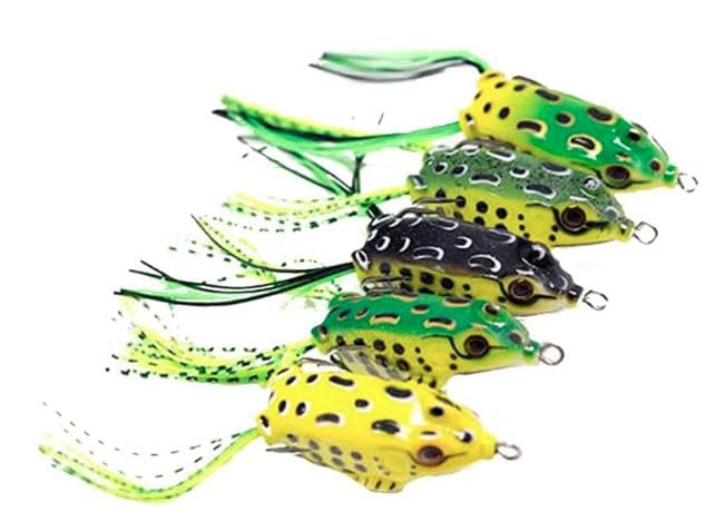 Soft Fishing Frog Lure Artificial Bait for Fishing Topwater Bass Trout Fishing Lures Realistic Prop Frog Soft Swimbait Floating Bait with Weedless Hooks for Freshwater Saltwater Pack of 1pcs 3