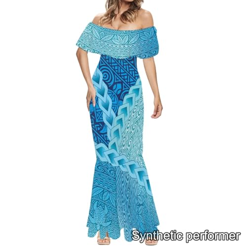 Image of Polynesian Dresses for Women Off Shoulder Maxi Dress Puletasi Samoan Dresses S-7XL