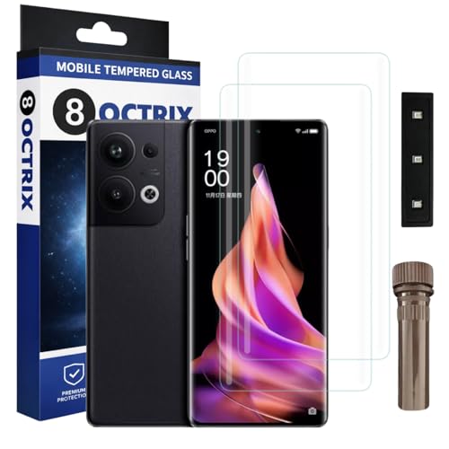 Image of Curved UV Tempered Glass Screen Protector for Reno 9 /9 Pro / 9 Pro Plus | Transparent | Pack of 2 | Full Screen Coverage with UV Installation Kit