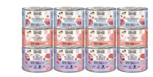 Macs SuperFood Katzenfutter Mix 200g | 6er 12er und 24er Mix zur Auswahl | getreidefreies Nassfutter für Katzen (12x 200g Kitten)
