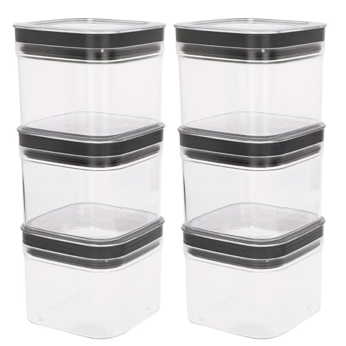 Curver Dry Cube Pack 6 uds, Bote multiusos 0,8L, Plástico BPA Free, Sistema apilable, Sellado hermético, Tapa transparente, Apto lavavajillas, Conservación alimentos secos, Organizador cocina (210)