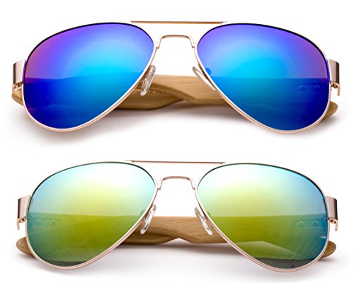 High Qaulity Real Bamboo Arm Aviator Sunglasses Bamboo Sunglasses for Men & Women