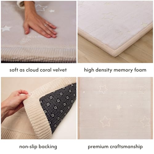 Image of Hakuna Matte GlowCloud Baby Play Mat for Floor 47 inchx 67 inch Stars | Coral Velvet high-Density Foam Rug for Crawling & Cozy Play - Non-Slip