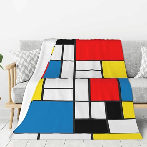 LfearTesa Coperte per divani e poltrone, copriletti, coperte da viaggio, coperte per divani e letti, sfondo colorato in stile Mondrian,40'x30'