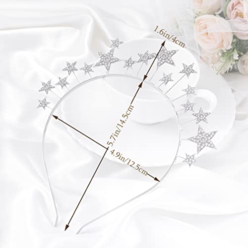 Formery Stars Halo Crown Headband Rhinestones Goddess Tiara Headpiece Party Festival Prom Crystal Hairband Hair Accessories For Woman And Girls (Silver) #TOP1