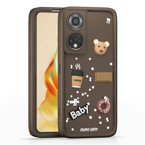 Image of Pikkme Back Cover for Oppo Reno 8T | Cute Fun Cartoon 3D Bear Silicone Full Body Protection Bumper Case (Brown)