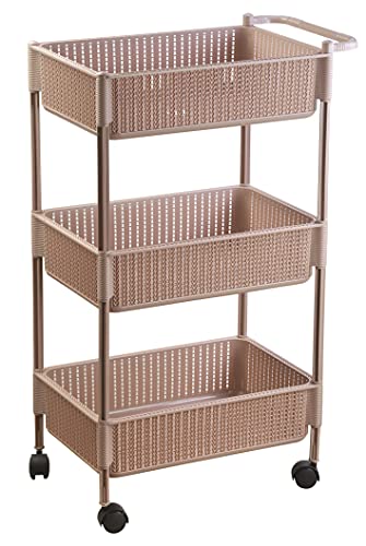 Image of Nayasa Rope Multipurpose Foldable Trolley Basket with Wheels Brown (NP4525 Brown)