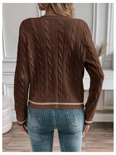 MakeMeChic Women's Cardigan Sweaters Cable Knit Sweater Button Down Shirt2