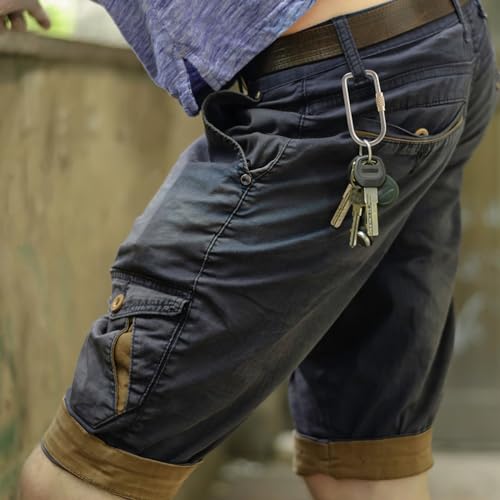 Image of 2 Pcs Titanium Locking Carabiner Titanium Alloy U-Shaped Key Chains Rings Buckles for Indoor Outdoor Use
