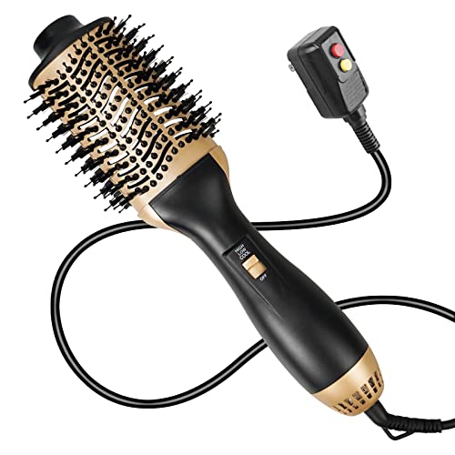 Hair Dryer Brush, HIPPIH Hair Blow Dryer Brush, Ceramic Brush Blow Dryer for Straightening, Drying, Curling, 4 in 1 Hot Air Brush Styler and Dryer to Reduce Frizz, Professional Round Brush Hair Dryer