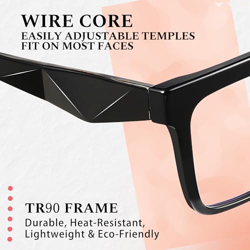 Image of Blue Light Blocking Glasses for Women Men, Square Thick Frame Anti Eyestrain & UV Glare JF6218