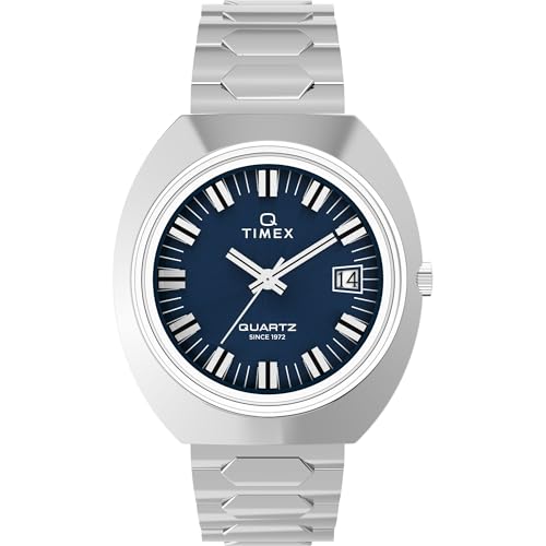 Image of TIMEX Reissue Analog Blue Tonneau Dial & Silver Stainless Steel Bracelet Band Water Resistant Men's Wrist Watch - TW2Y33100IK