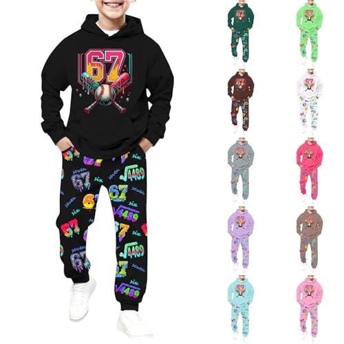 Conjunto 67 Fun Meme Jersey Sudadera Con Capucha 6 7 Meme Disfraz Manga Larga Sudaderas Casual Six Seven Sudadera Divertida Sudaderas Con Capucha para Niños y Niñas Completo Conjunto de