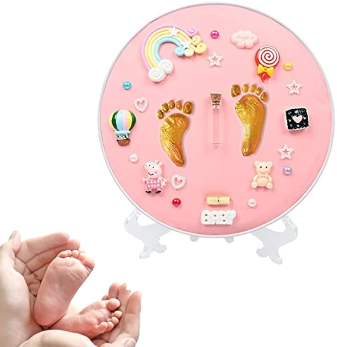 RUIYUE Baby Hand and Footprint kit，Keepsake for Newborn Boys & Girls,Baby Casting Kit, New Mom Baby Shower Gifts, Baby Casting Kit for First Birthday, Christmas & Newborn Gifts (Pink)