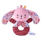 Sonajero De Peluche | Lindos Juguetes De Peluche De Conejito Y Elefante Con Anilla Suave | Juguetes Sensoriales Con Anilla Suave | Sonajero De Rosa, Regalo Para Bebés De 0 A 6 Meses Para El De