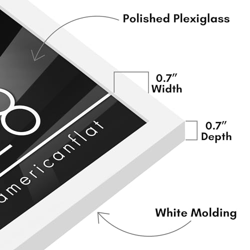 Americanflat 22x28 Poster Frame with Polished Plexiglass - Streamline Collection - Thin Border Picture Frame for Wall Display - Hanging Hardware Included - White