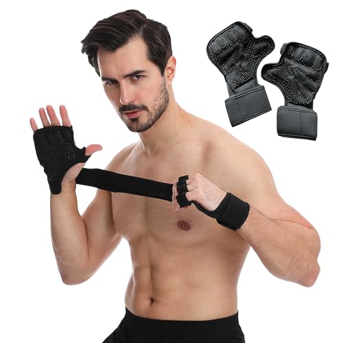 Guantes de entrenamiento para hombre, guantes de levantamiento de pesas, guantes de ejercicio de fitness, acolchado de silicona, ajuste ceñido, antideslizante, transpirable, agarre fuerte, guantes