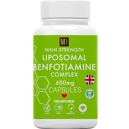 Benfotiamine and Thiamine B1 | High Strength 600mg | 1-A-Day 4 Month Supply | 120 Vegan Capsules | Fat Soluble for Heart & Kidney | Eye & Nerve Repair Liposomal Max Absorbtion Formula All Natural