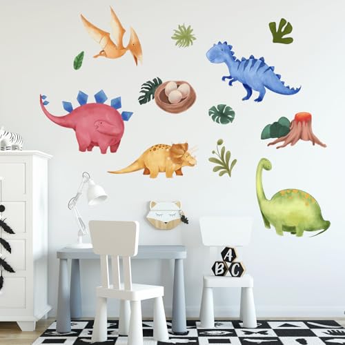 Dinosaurs Wall Decals Stickers, Dino Playroom Decor Neutral for Kids, Nursery Baby Room Home Decorations Girls Boys Bedroom Classroom Daycare Art — view 4