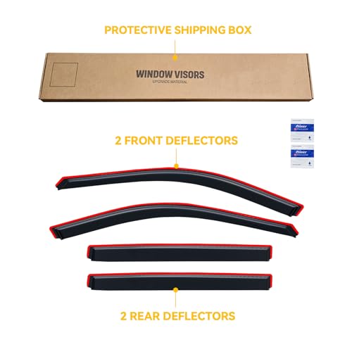 Image of in-Channel Rain Guards for 2021-2026 Jeep Grand Cherokee L, Window Visor Shields Vent Deflector Shade Wind Dark Smoke 2022 2023 2024 2025 21 22 23 24 25 26, Tape-On Inside-Mount, 4PCS