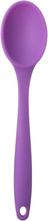 Silikon Büyük Boy Kaşık Seti, Yanmaz Yapışmaz, Çok Renkli - Antrasit, Mavi, Yeşil, Mor - 27 CM, 4 Adet Set, BPA Free