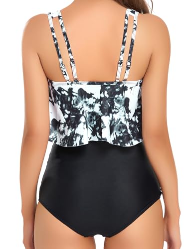 Image of Edelqual Tankini Swimsuits for Women High Waisted Bikini Sets Plus Size Two Piece Bathing Suits Tummy Control Swimwear