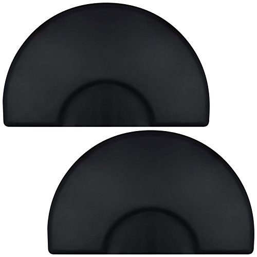 Saloniture 3 ft. x 5 ft. Salon & Barber Shop Chair Anti-Fatigue Floor Mat - Black Semi Circle - 1/2 in. Thick - 2 Pack