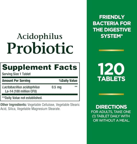 Image of Nature's Bounty Probiotics Dietary Supplement, Supports Digestive and Intestinal Health, Probiotic Acidophilus, 120 Tablets, Pack of 4