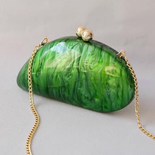 Image of Acrylic Shell Shaped Bag Luxury Marble Clutch Evening Purses for Women Glitter Handbag for Wedding Cocktail Party Prom