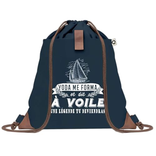 Sac de sport bleu anti-encombrement avec pochette et cordelettes pour ranger vos affaires de gym