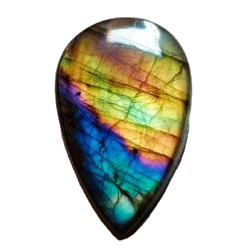 Labradorite jaune naturelle cabochon poire 38x17x7mm pour bague pendentif collier fabrication bijoux