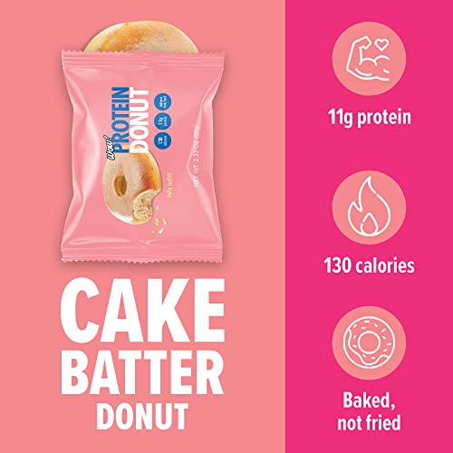 Wow! Protein Donuts, High Protein Snacks, Low Carb, Low Calorie, & Low Sugar, Healthy Snack with 11g of Protein (Cake Batter, 4 Pack)
