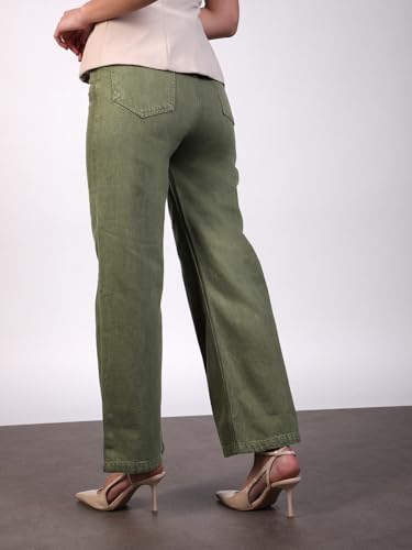 Image of Urbano Fashion Women's High Rise Regular Fit Wide Leg Washed Jeans