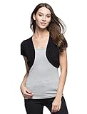 Sofishie Trendy Short Sleeve Shrug Open Cardigan - Black - Medium