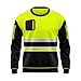 Produktbild trending babz Hi Vis Hohe Sichtbarkeit Lange Ärmel Sicherheit Kontrast Reflektierende Effekte Rundhals Sweatshirt Arbeitskleidung Top Gelb Schwarz