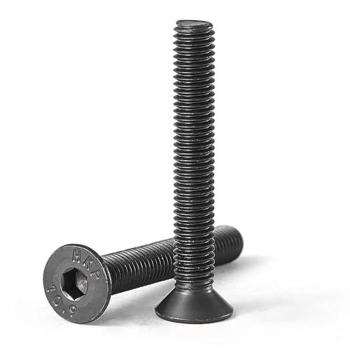 Vis à tête plate hexagonale M5 x 40 mm en acier 10.9 noir pour fixations filetées métriques